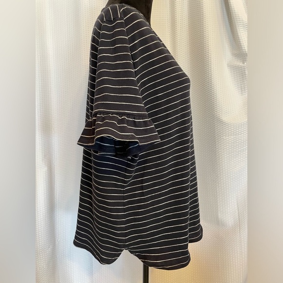 Van Heusen blue white striped floral lace short sleeve blouse size XXL - Picture 4 of 6